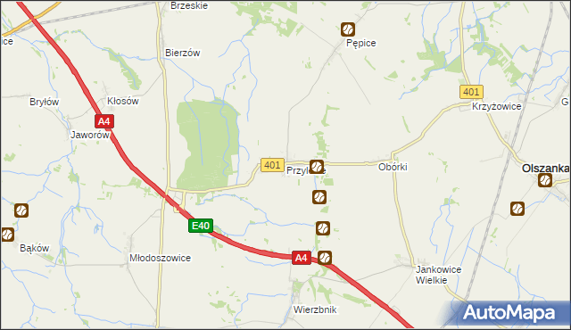 mapa Przylesie gmina Olszanka, Przylesie gmina Olszanka na mapie Targeo