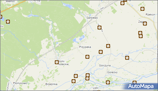 mapa Przysieka gmina Zwierzyn, Przysieka gmina Zwierzyn na mapie Targeo