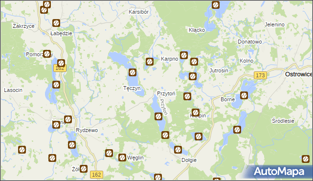 mapa Przytoń gmina Ostrowice, Przytoń gmina Ostrowice na mapie Targeo