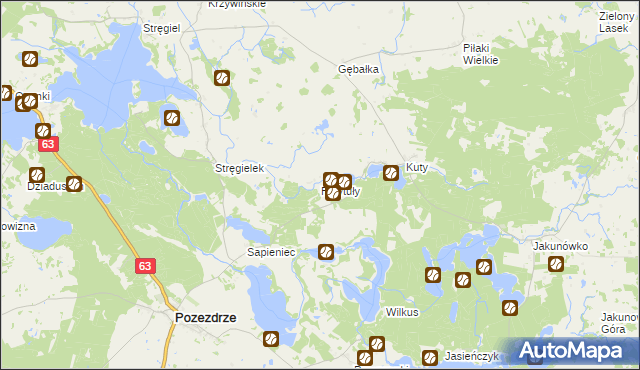 mapa Przytuły gmina Pozezdrze, Przytuły gmina Pozezdrze na mapie Targeo