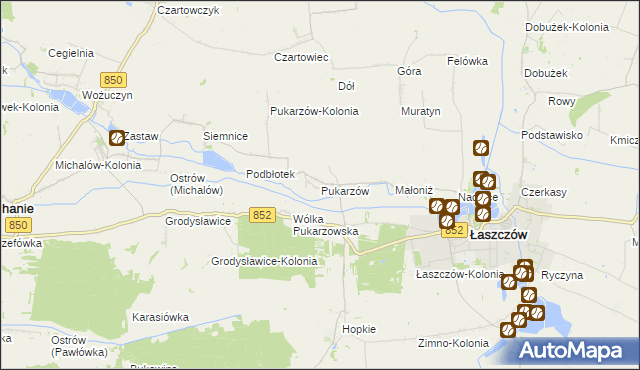 mapa Pukarzów gmina Łaszczów, Pukarzów gmina Łaszczów na mapie Targeo