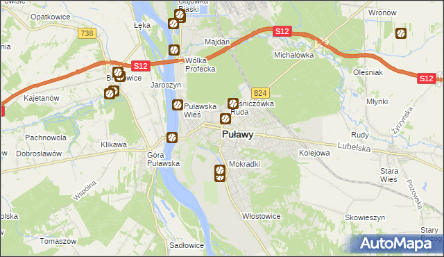 mapa Puław, Puławy na mapie Targeo