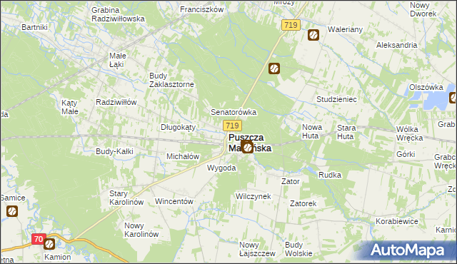 mapa Puszcza Mariańska, Puszcza Mariańska na mapie Targeo