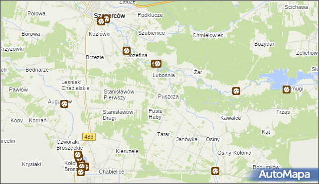 mapa Puszcza Osińska, Puszcza Osińska na mapie Targeo