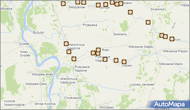 mapa Putkowice Nagórne, Putkowice Nagórne na mapie Targeo