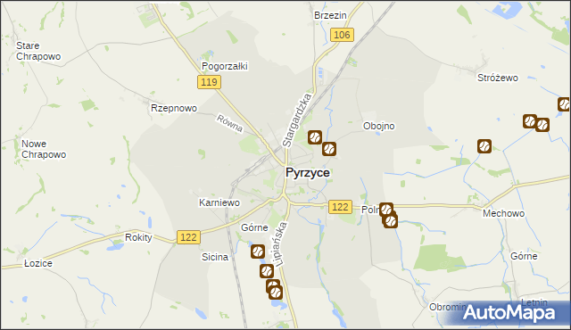 mapa Pyrzyce, Pyrzyce na mapie Targeo