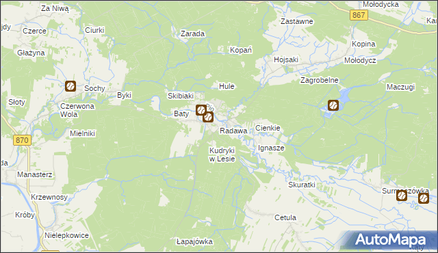 mapa Radawa, Radawa na mapie Targeo