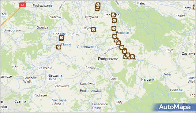 mapa Radgoszcz powiat dąbrowski, Radgoszcz powiat dąbrowski na mapie Targeo