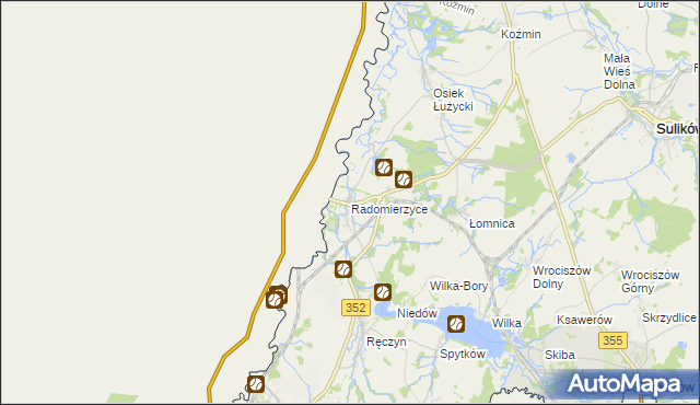 mapa Radomierzyce gmina Zgorzelec, Radomierzyce gmina Zgorzelec na mapie Targeo