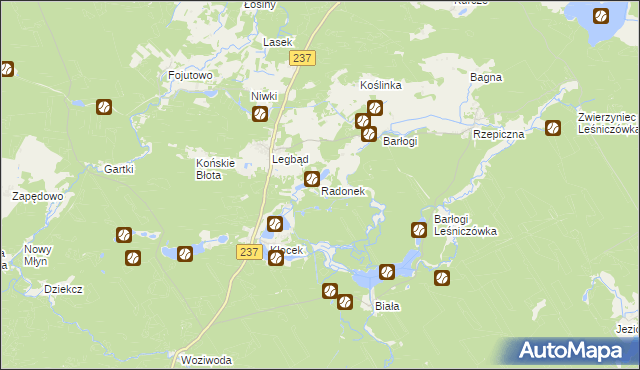 mapa Radonek, Radonek na mapie Targeo