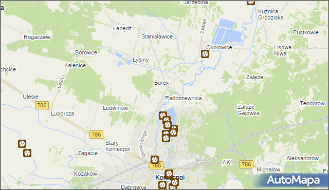 mapa Radoszewnica, Radoszewnica na mapie Targeo