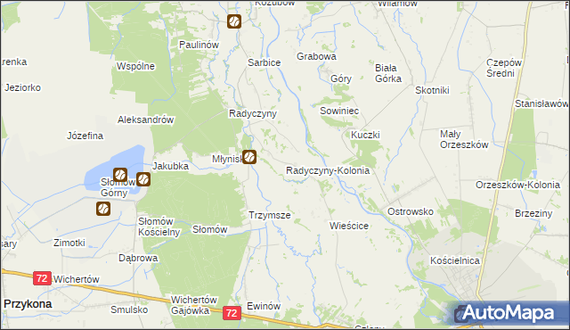 mapa Radyczyny-Kolonia, Radyczyny-Kolonia na mapie Targeo