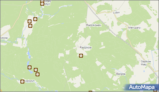 mapa Radzików gmina Cybinka, Radzików gmina Cybinka na mapie Targeo
