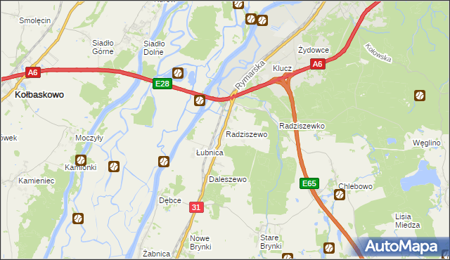 mapa Radziszewo gmina Gryfino, Radziszewo gmina Gryfino na mapie Targeo