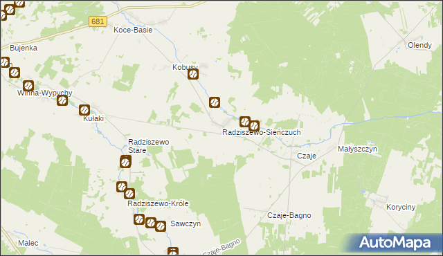 mapa Radziszewo-Sieńczuch, Radziszewo-Sieńczuch na mapie Targeo