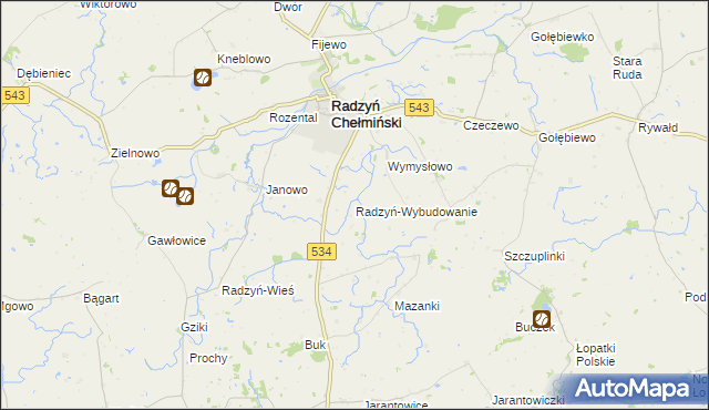mapa Radzyń-Wybudowanie, Radzyń-Wybudowanie na mapie Targeo