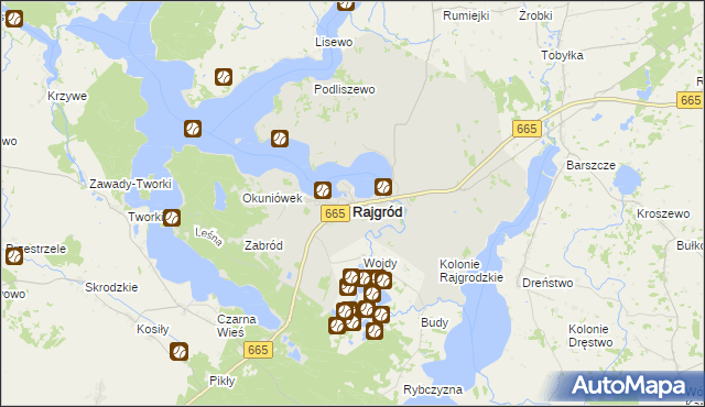 mapa Rajgród powiat grajewski, Rajgród powiat grajewski na mapie Targeo