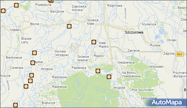 mapa Rajsko gmina Szczurowa, Rajsko gmina Szczurowa na mapie Targeo