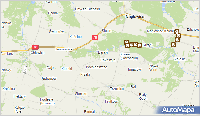 mapa Rakoszyn, Rakoszyn na mapie Targeo