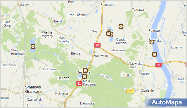 mapa Rakowiec gmina Gniew, Rakowiec gmina Gniew na mapie Targeo