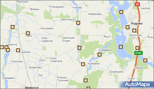 mapa Recz gmina Rogowo, Recz gmina Rogowo na mapie Targeo