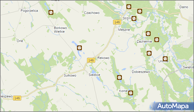 mapa Rekowo gmina Radowo Małe, Rekowo gmina Radowo Małe na mapie Targeo