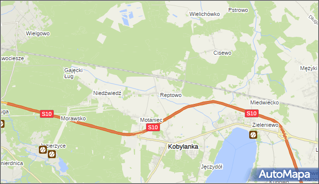 mapa Reptowo gmina Kobylanka, Reptowo gmina Kobylanka na mapie Targeo