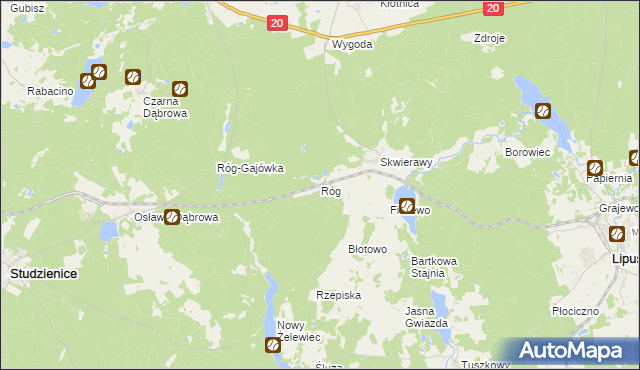 mapa Róg gmina Studzienice, Róg gmina Studzienice na mapie Targeo