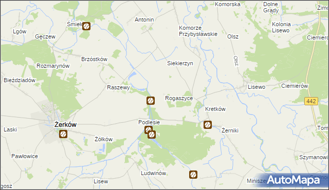 mapa Rogaszyce gmina Żerków, Rogaszyce gmina Żerków na mapie Targeo