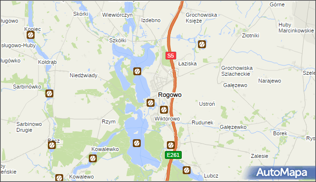 mapa Rogowo powiat żniński, Rogowo powiat żniński na mapie Targeo