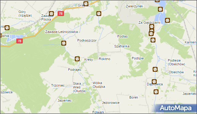 mapa Rokitno gmina Szczekociny, Rokitno gmina Szczekociny na mapie Targeo
