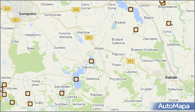 mapa Romanowo gmina Sompolno, Romanowo gmina Sompolno na mapie Targeo