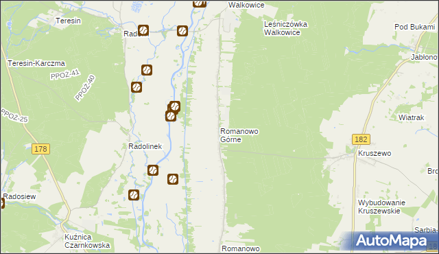 mapa Romanowo Górne, Romanowo Górne na mapie Targeo