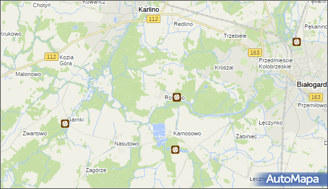 mapa Rościno, Rościno na mapie Targeo