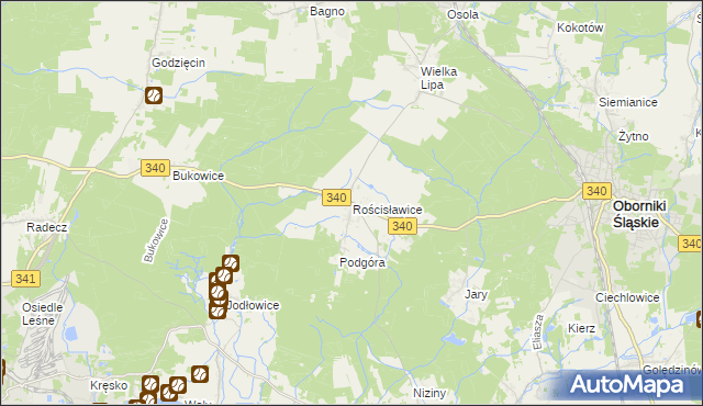 mapa Rościsławice, Rościsławice na mapie Targeo