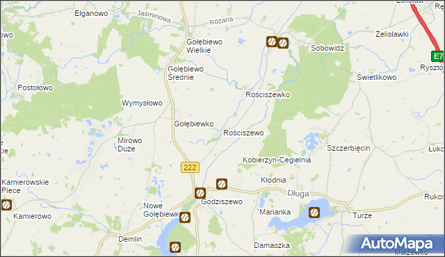 mapa Rościszewo gmina Trąbki Wielkie, Rościszewo gmina Trąbki Wielkie na mapie Targeo