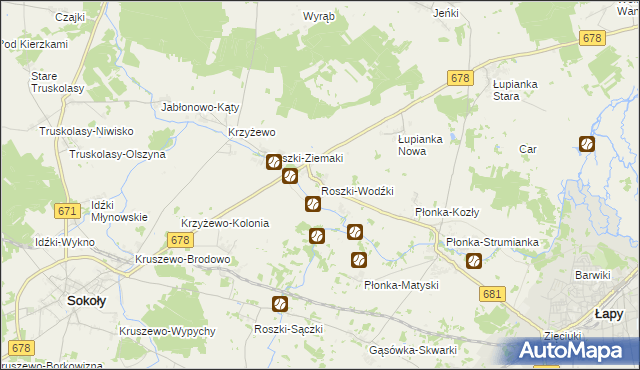 mapa Roszki-Wodźki, Roszki-Wodźki na mapie Targeo