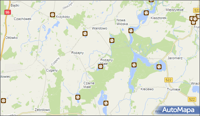 mapa Rozajny Małe, Rozajny Małe na mapie Targeo