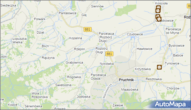 mapa Rozbórz Okrągły, Rozbórz Okrągły na mapie Targeo