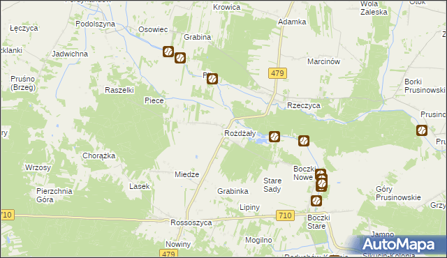 mapa Rożdżały gmina Warta, Rożdżały gmina Warta na mapie Targeo