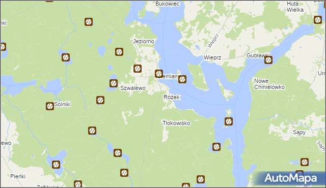 mapa Różek, Różek na mapie Targeo