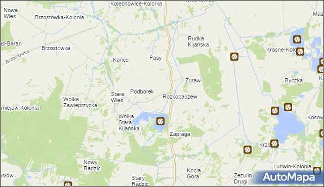 mapa Rozkopaczew, Rozkopaczew na mapie Targeo