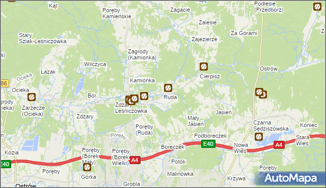 mapa Ruda gmina Sędziszów Małopolski, Ruda gmina Sędziszów Małopolski na mapie Targeo