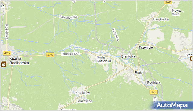 mapa Ruda Kozielska, Ruda Kozielska na mapie Targeo