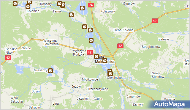 mapa Ruda Maleniecka, Ruda Maleniecka na mapie Targeo