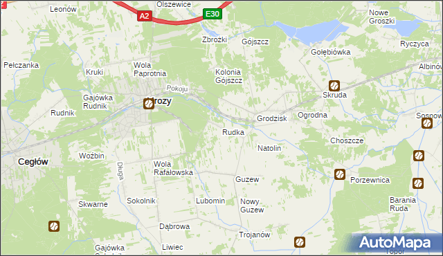 mapa Rudka gmina Mrozy, Rudka gmina Mrozy na mapie Targeo