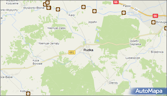 mapa Rudka powiat bielski, Rudka powiat bielski na mapie Targeo