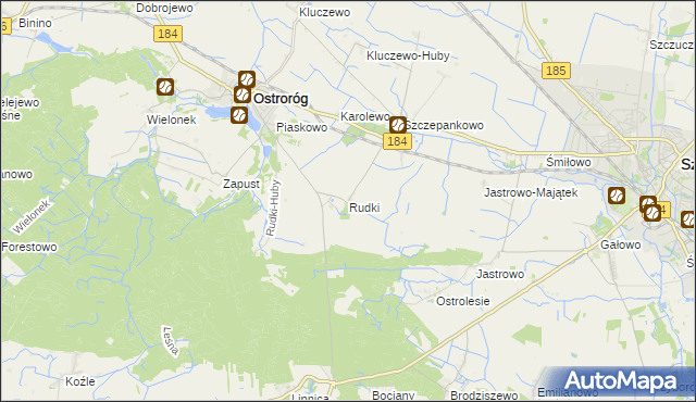 mapa Rudki gmina Ostroróg, Rudki gmina Ostroróg na mapie Targeo