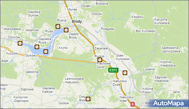 mapa Rudnik gmina Brody, Rudnik gmina Brody na mapie Targeo