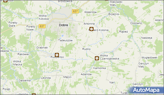 mapa Rudno gmina Dobre, Rudno gmina Dobre na mapie Targeo